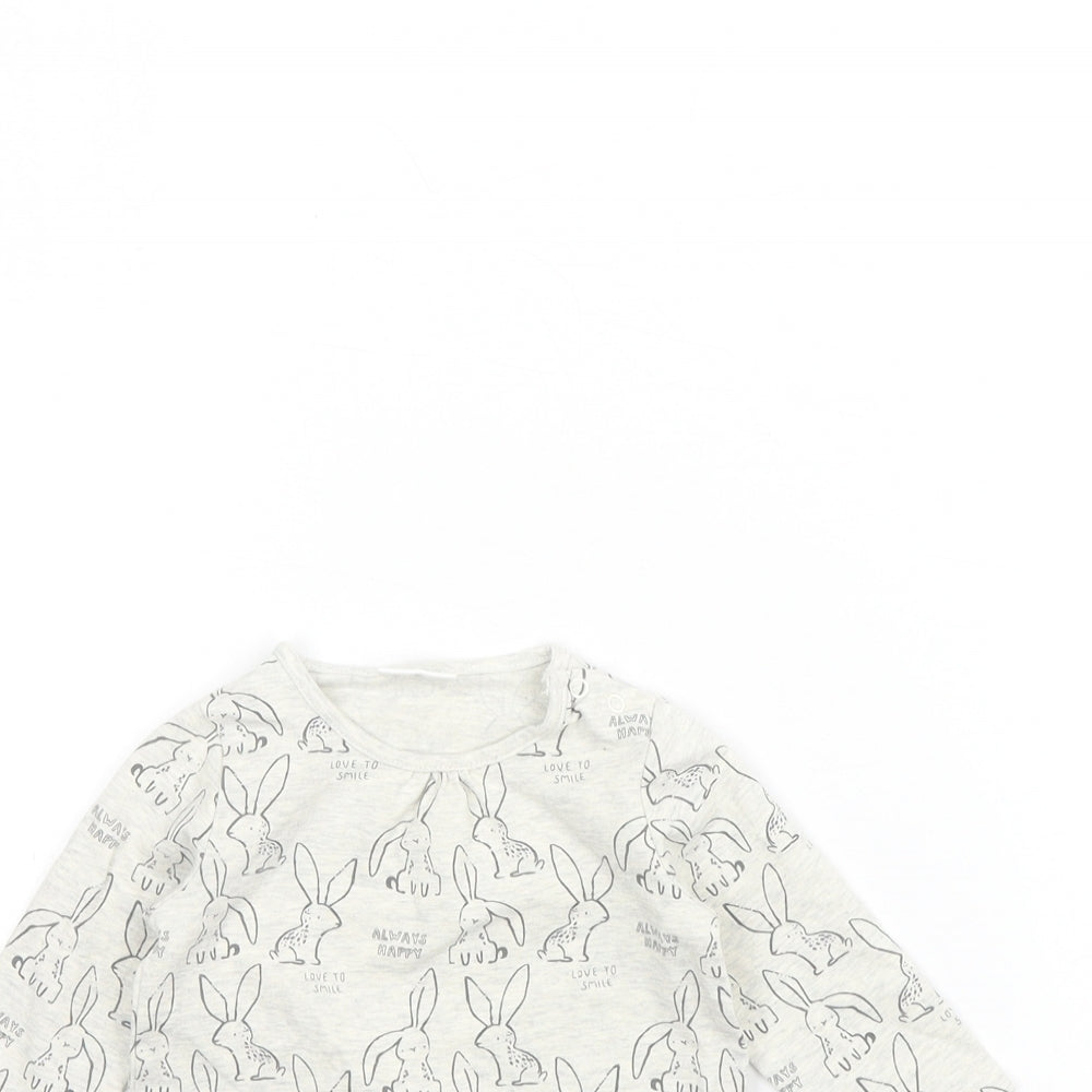 Nutmeg  Girls Grey Spotted  Basic T-Shirt Size 0-3 Months