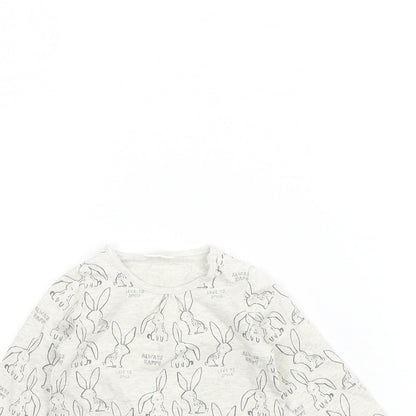 Nutmeg  Girls Grey Spotted  Basic T-Shirt Size 0-3 Months