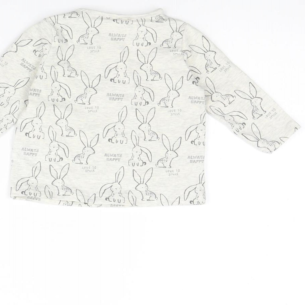 Nutmeg  Girls Grey Spotted  Basic T-Shirt Size 0-3 Months