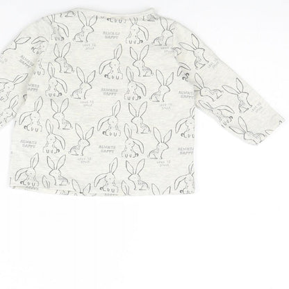 Nutmeg  Girls Grey Spotted  Basic T-Shirt Size 0-3 Months