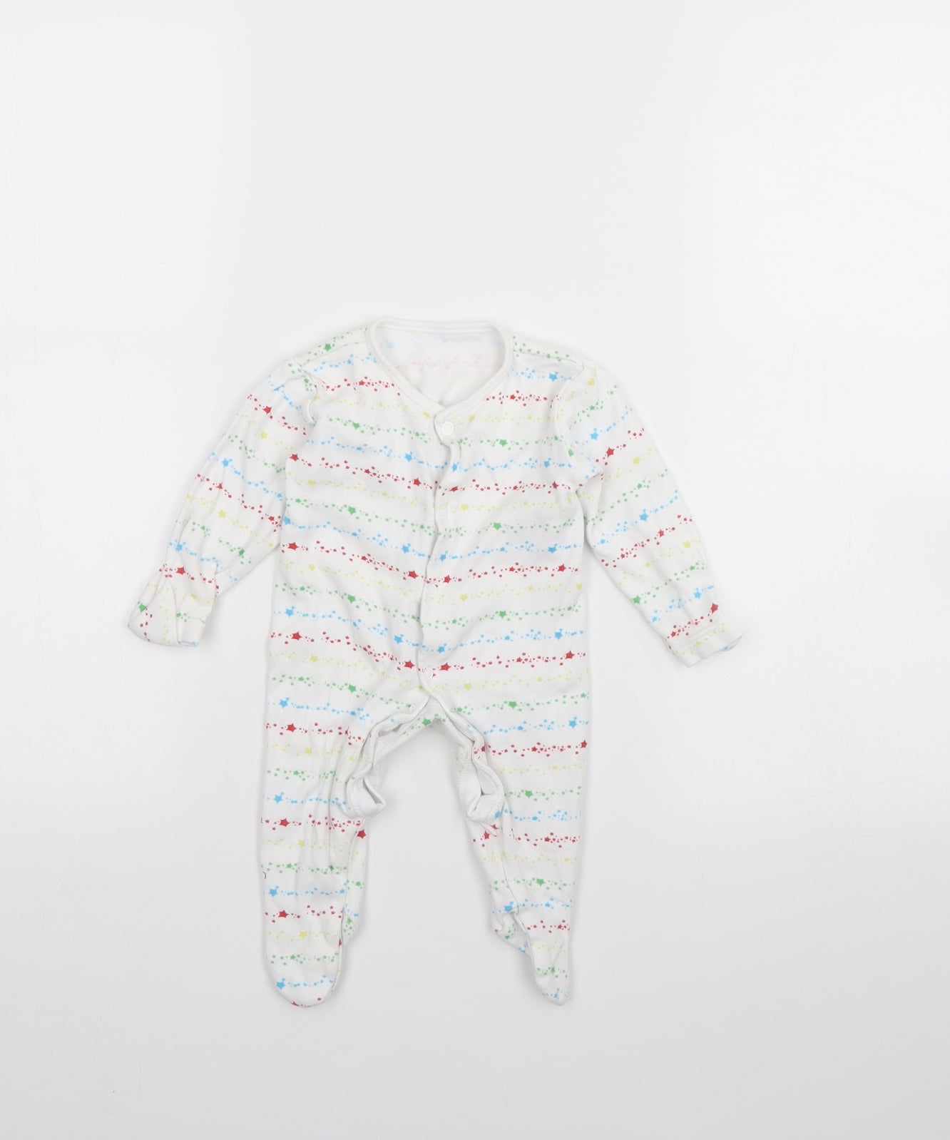 George Girls White Striped  Babygrow One-Piece Size 0-3 Months
