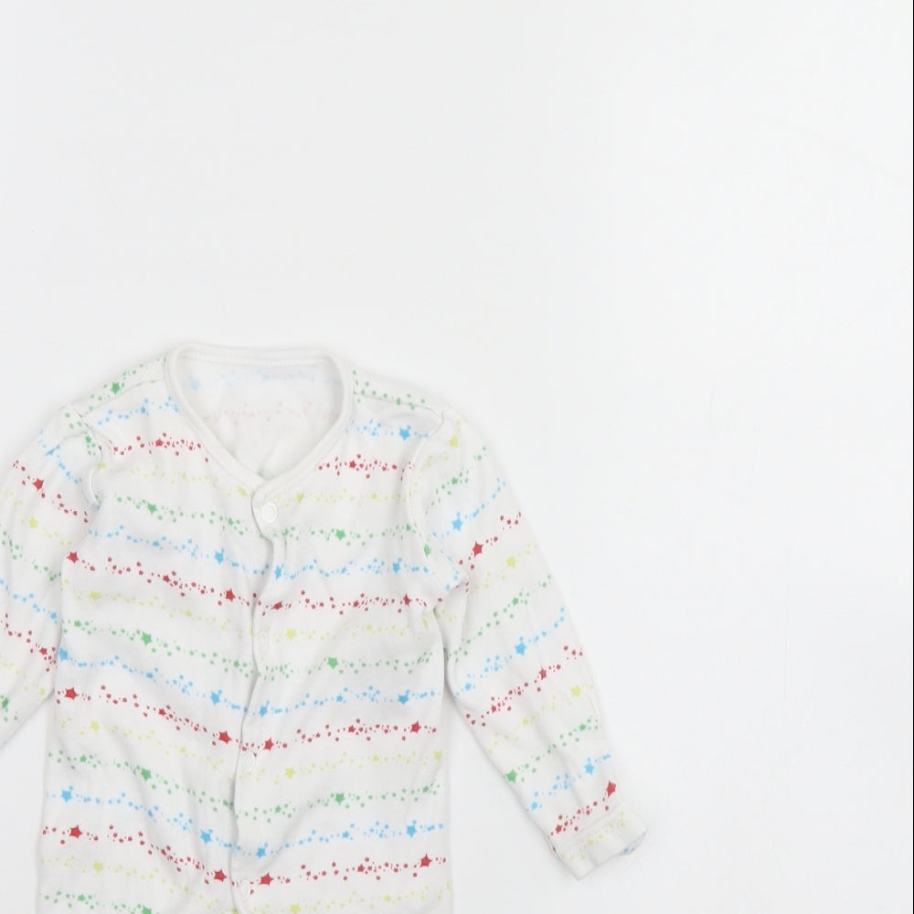George Girls White Striped  Babygrow One-Piece Size 0-3 Months