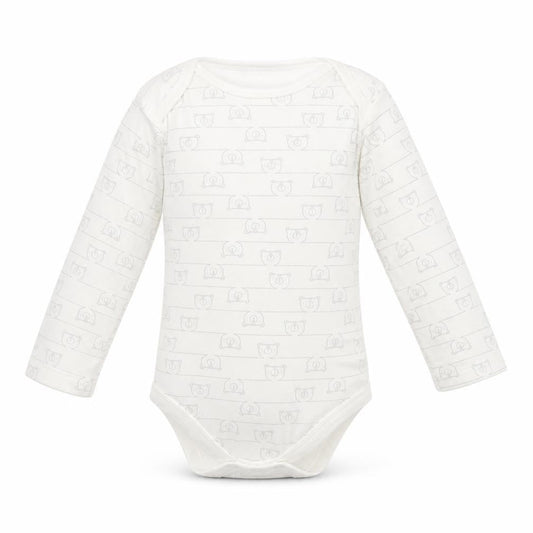 Front view of Tu girls’ white animal print babygrow one-piece, size 18, months