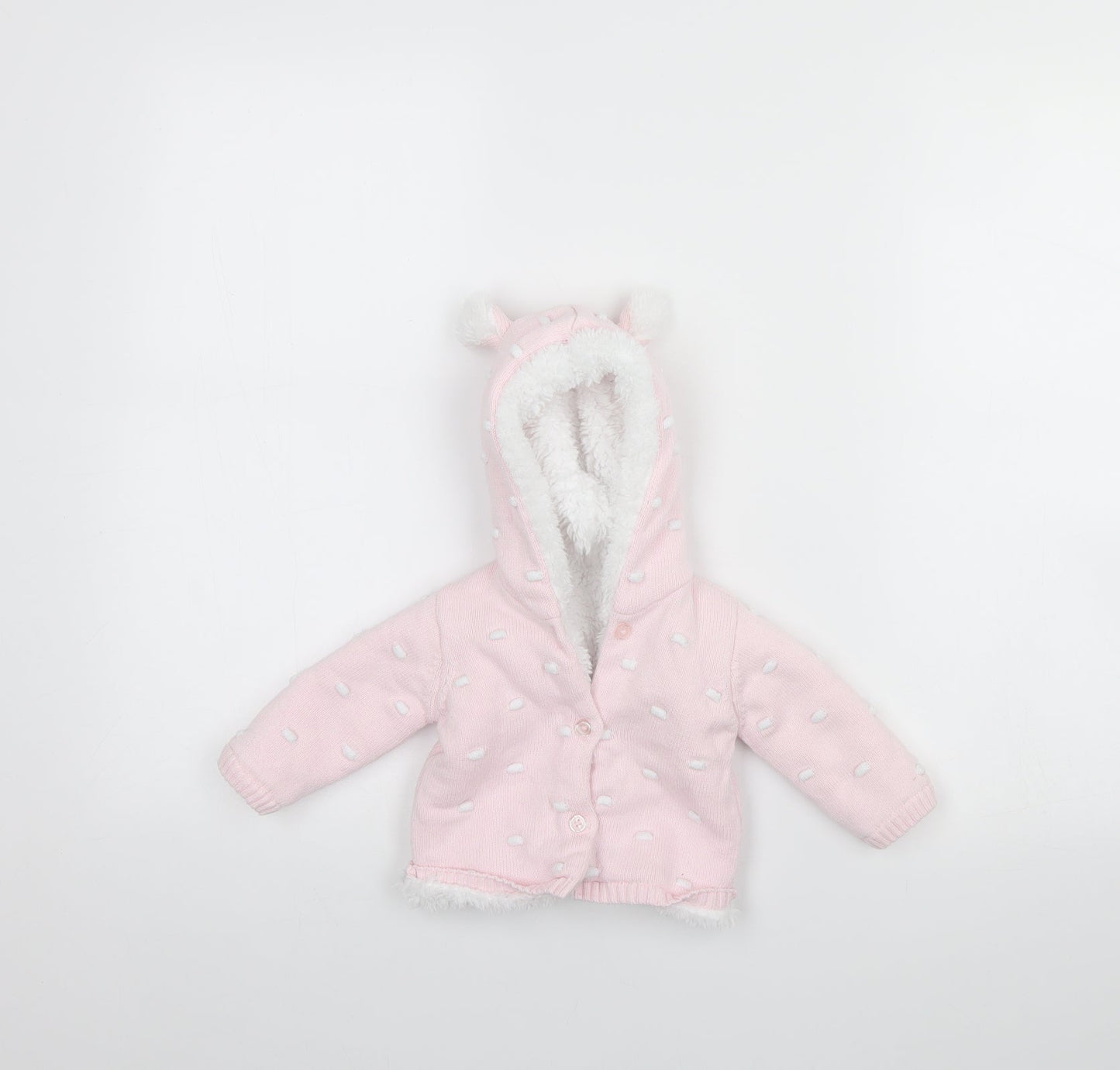 Preworn Girls Pink Spotted  Jacket  Size 0-3 Months