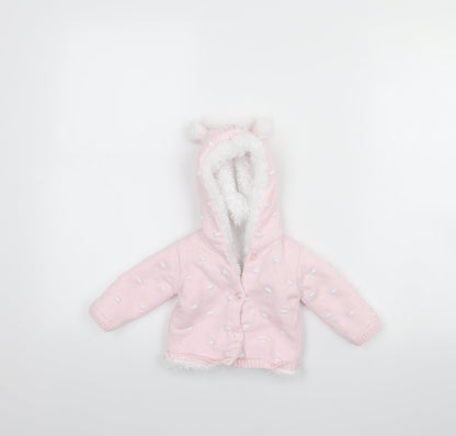 Preworn Girls Pink Spotted  Jacket  Size 0-3 Months