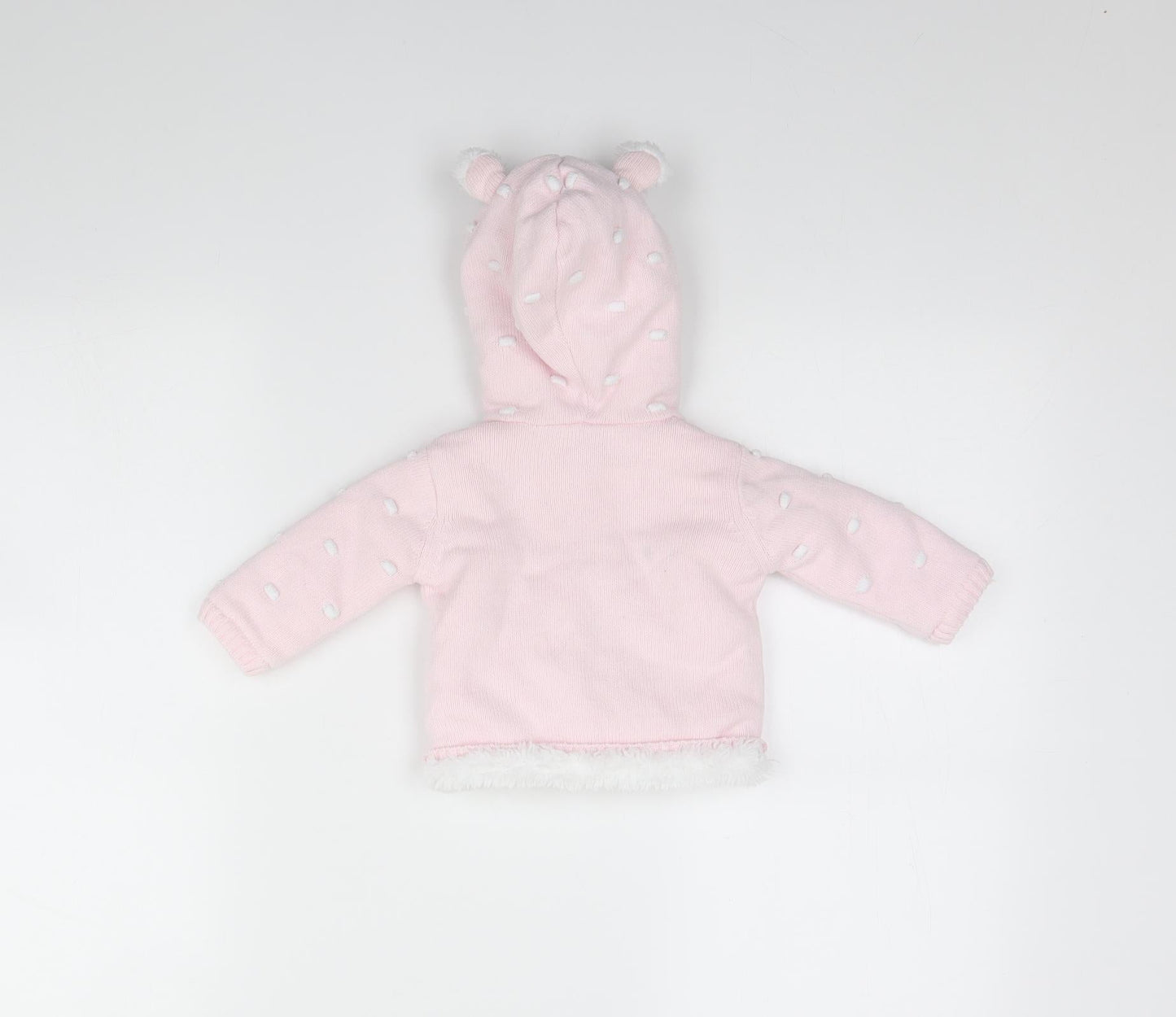 Preworn Girls Pink Spotted  Jacket  Size 0-3 Months