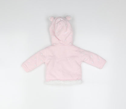 Preworn Girls Pink Spotted  Jacket  Size 0-3 Months
