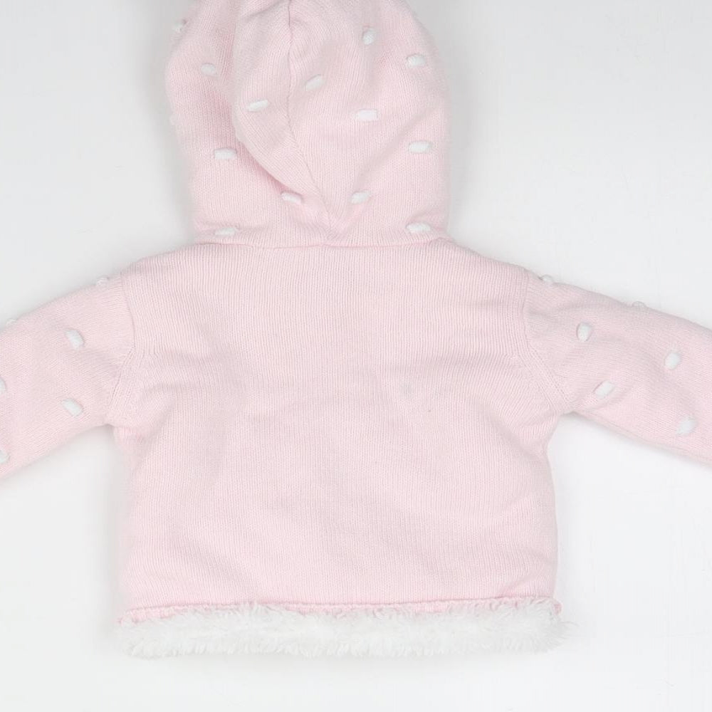 Preworn Girls Pink Spotted  Jacket  Size 0-3 Months