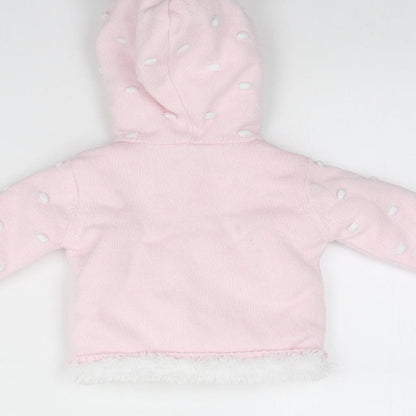 Preworn Girls Pink Spotted  Jacket  Size 0-3 Months