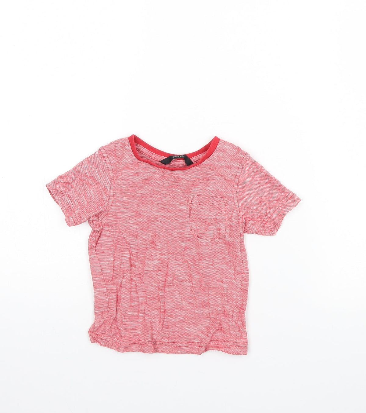 Additional front view of George girls’ red herringbone basic t-shirt, size 12, months