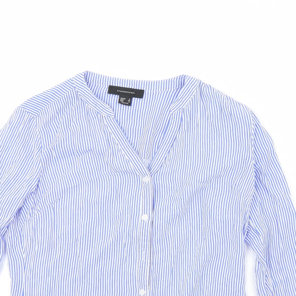 Womens UK Size 8 Atmosphere Blue Basic Button-Up