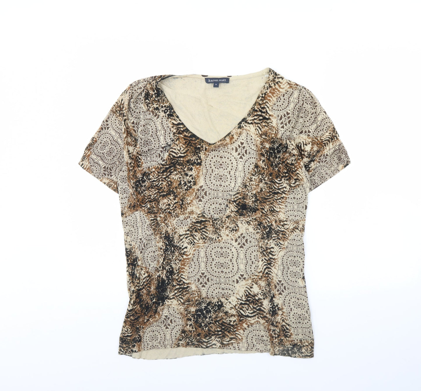 Womens UK Size M Karen Scott Beige Basic Blouse