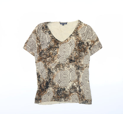 Womens UK Size M Karen Scott Beige Basic Blouse