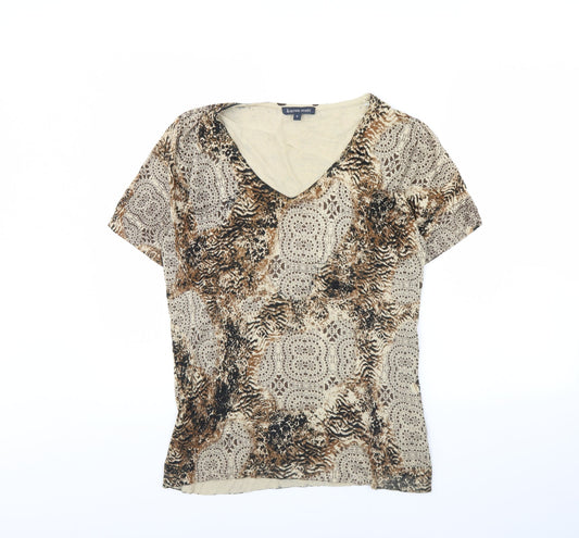 Womens UK Size M Karen Scott Beige Basic Blouse