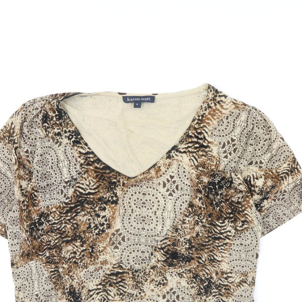 Womens UK Size M Karen Scott Beige Basic Blouse