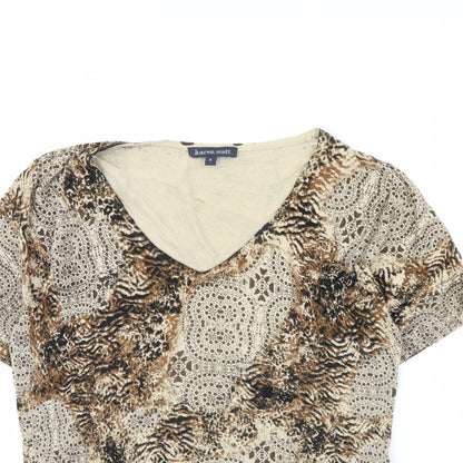 Womens UK Size M Karen Scott Beige Basic Blouse