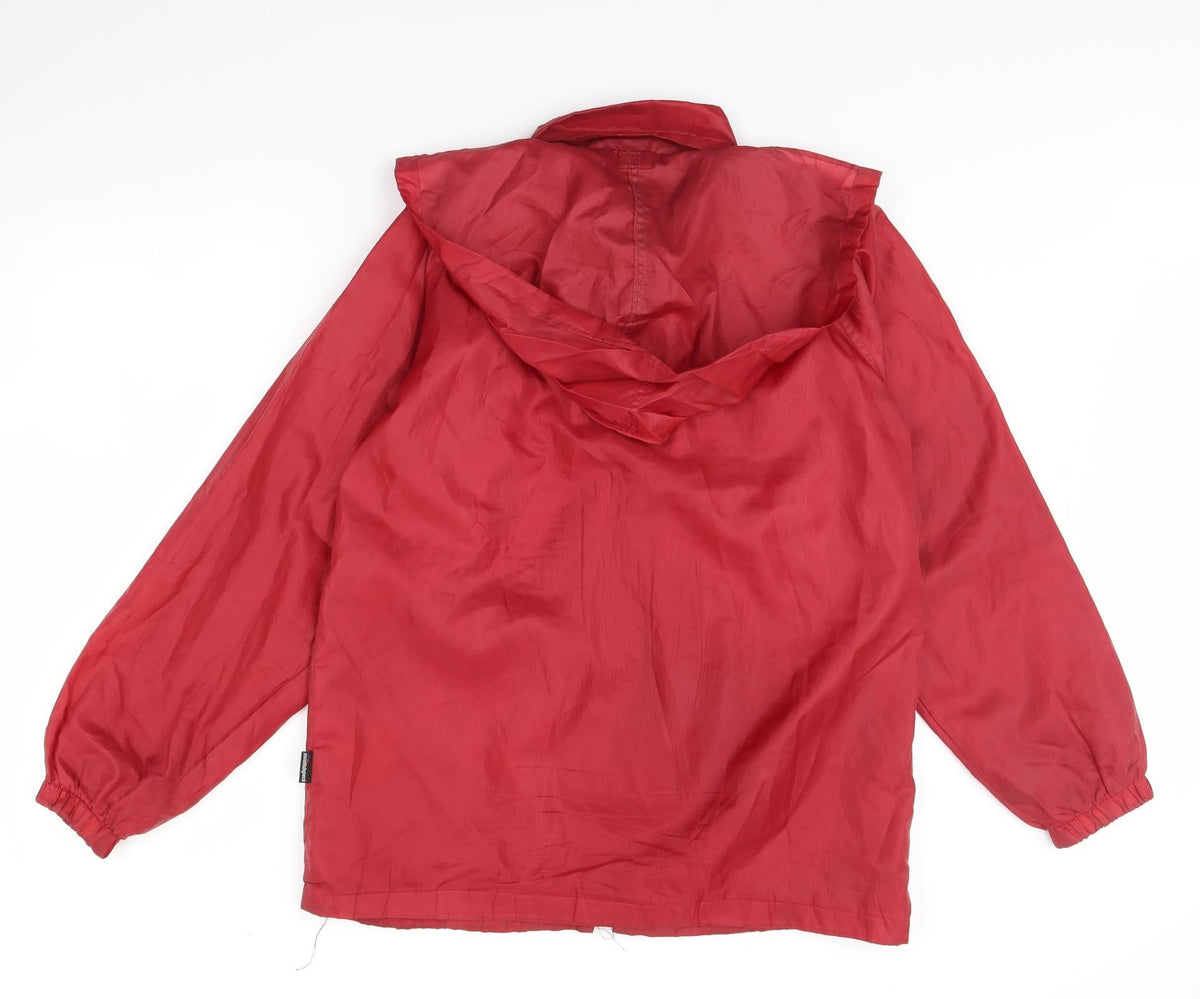 Back view of mountainpack women’s red rain coat coat, size M