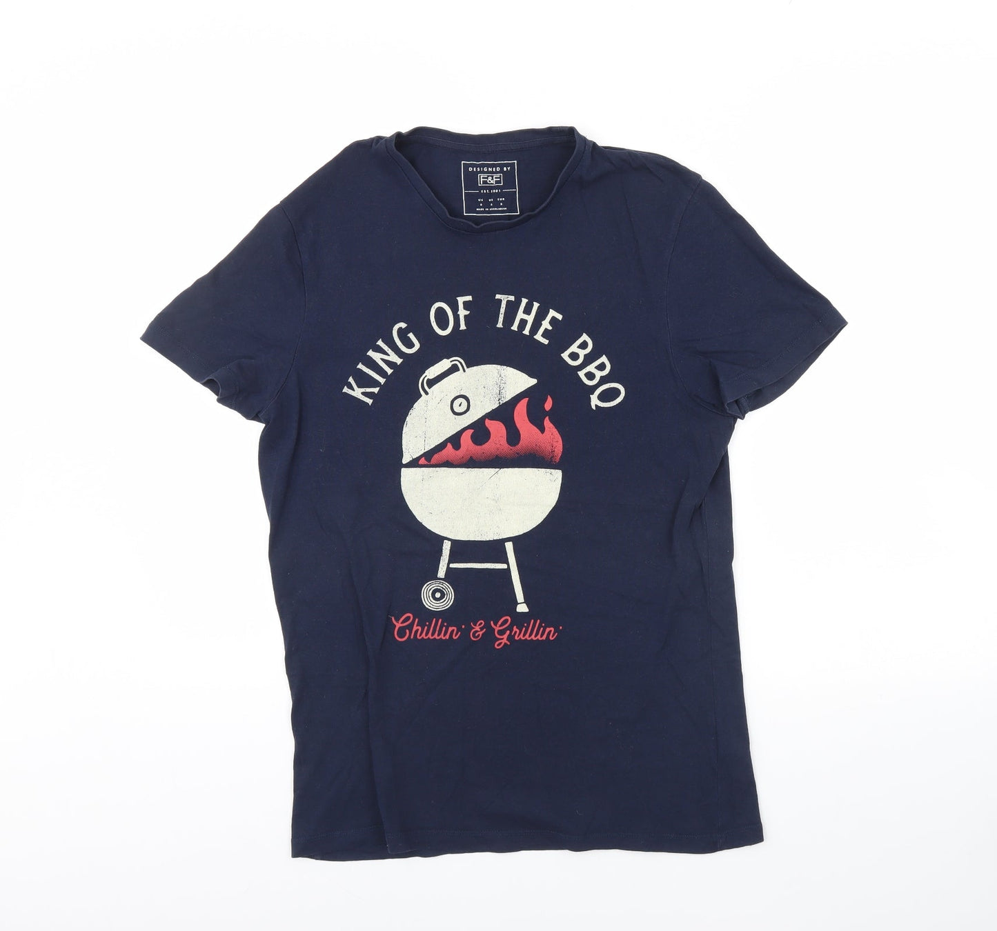 F&F Mens Blue    T-Shirt Size S  - King of the bbq