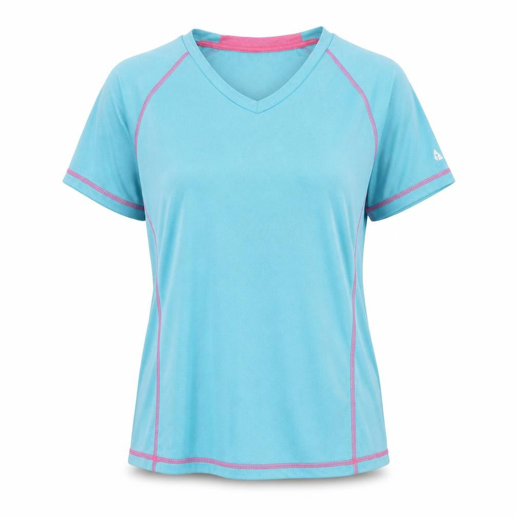 Front view of Technical women’s blue basic t-shirt, size UK 8