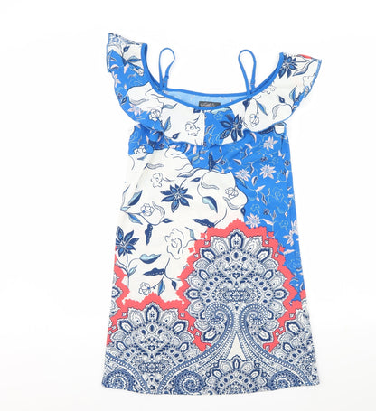 Little Miss Captain Womens Blue Floral  Shift  Size S