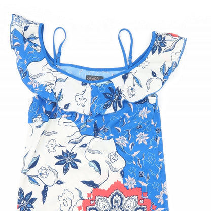 Little Miss Captain Womens Blue Floral  Shift  Size S