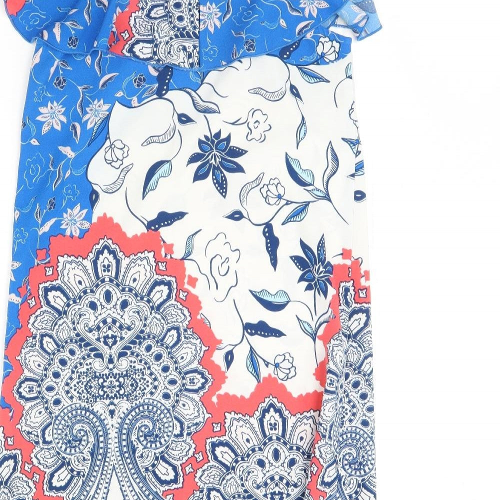 Little Miss Captain Womens Blue Floral  Shift  Size S