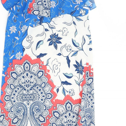 Little Miss Captain Womens Blue Floral  Shift  Size S