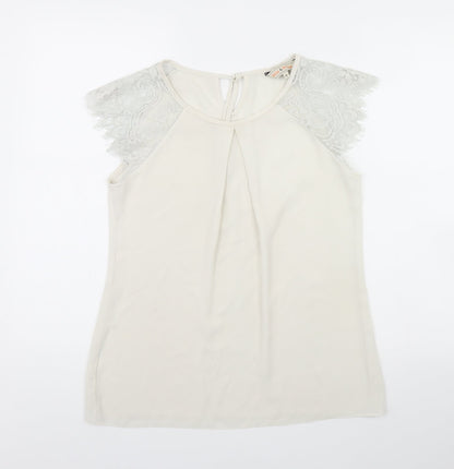 Womens UK Size 10 Billie & Blossom Ivory Basic T-Shirt