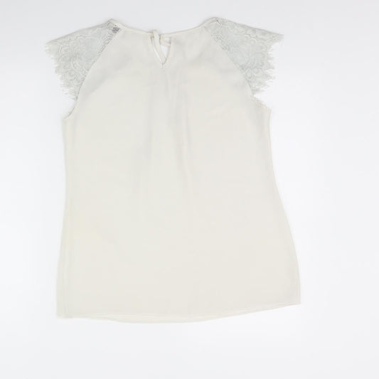 Womens UK Size 10 Billie & Blossom Ivory Basic T-Shirt