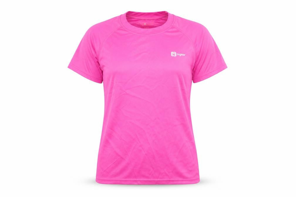 Front view of Hi Gear women’s pink basic t-shirt, size UK 12