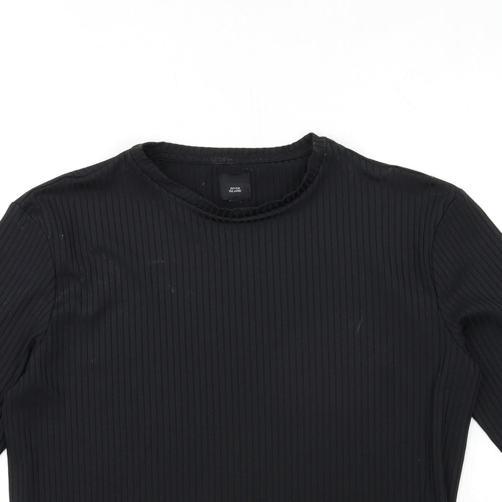 Womens UK Size L River Island Black Basic T-Shirt