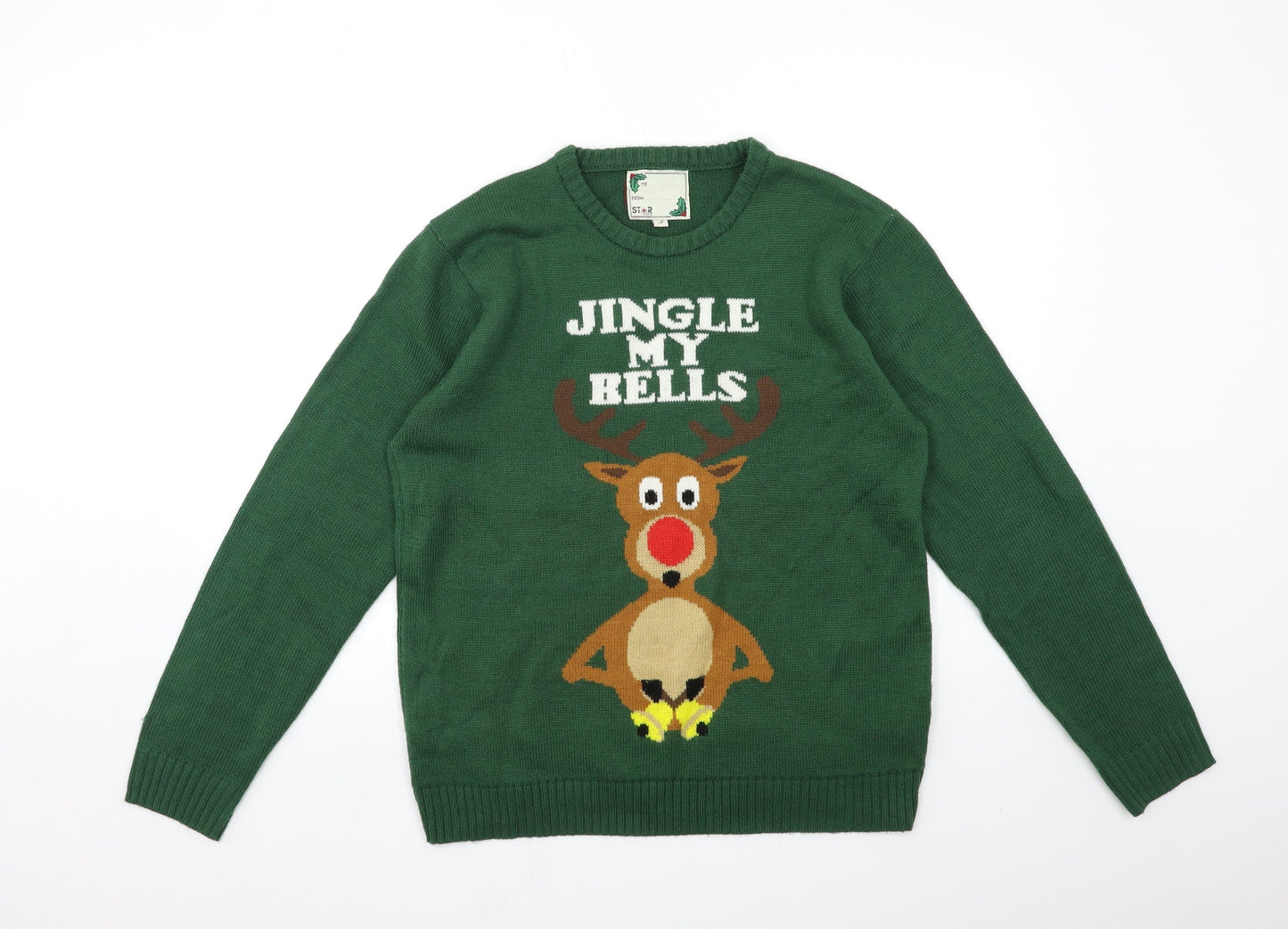 Preworn Mens Green  Knit Pullover Jumper Size L