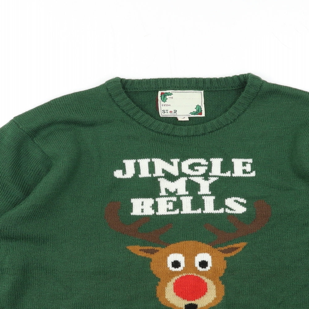 Preworn Mens Green  Knit Pullover Jumper Size L