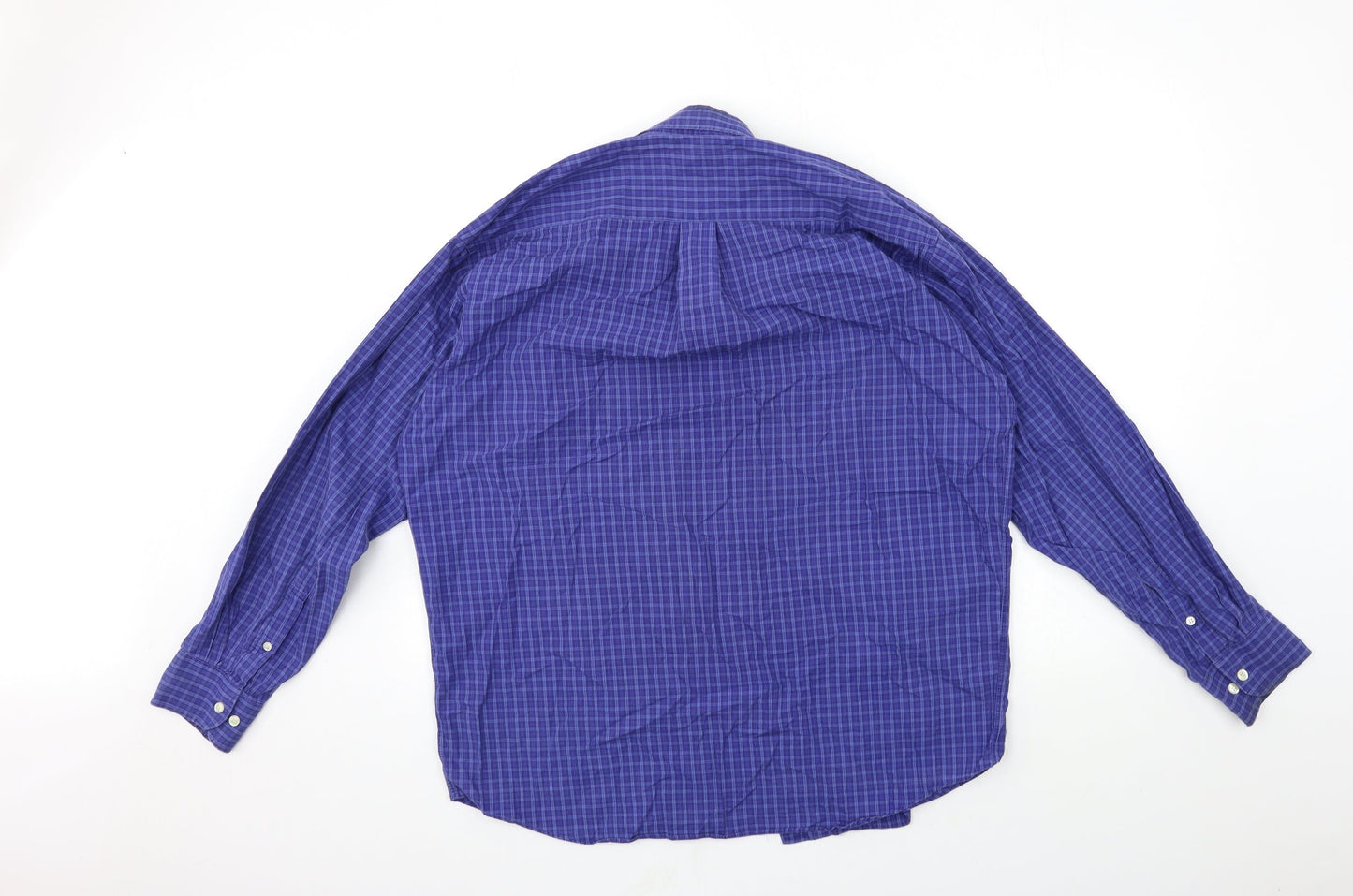 Mens UK Size 15.5 Marks and Spencer Blue  Button-Up Long Sleeve Casual Shirt