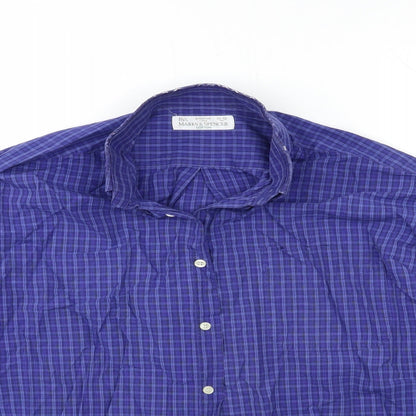 Mens UK Size 15.5 Marks and Spencer Blue  Button-Up Long Sleeve Casual Shirt