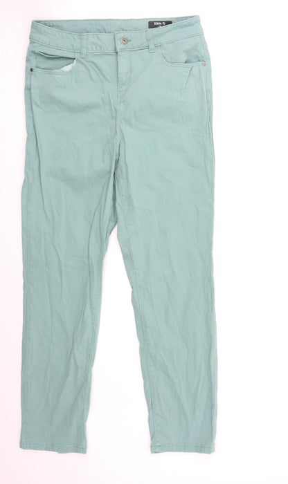TU Womens Green  Denim Straight Jeans Size 12 L30 in