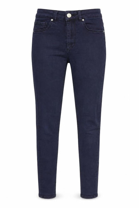 Front view of Never denim women’s blue denim skinny jeans, size S, 32-inch leg