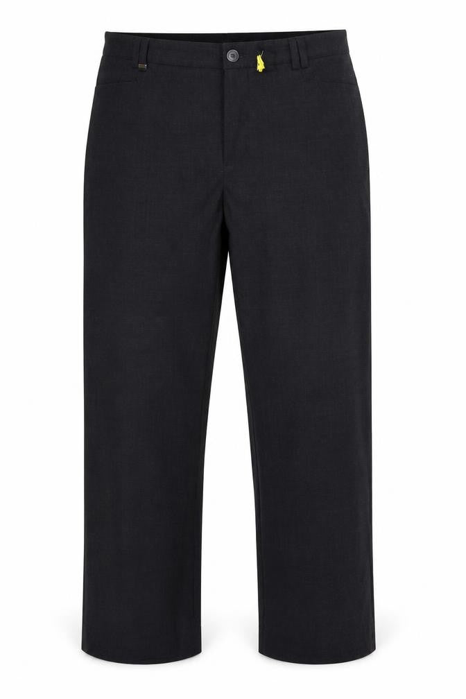 Front view of warbush men’s black trousers, size 32, in, 26-inch leg
