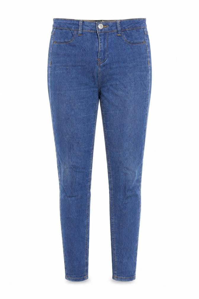 Front view of Sinsay women’s blue denim skinny jeans, size UK 8, 29-inch leg