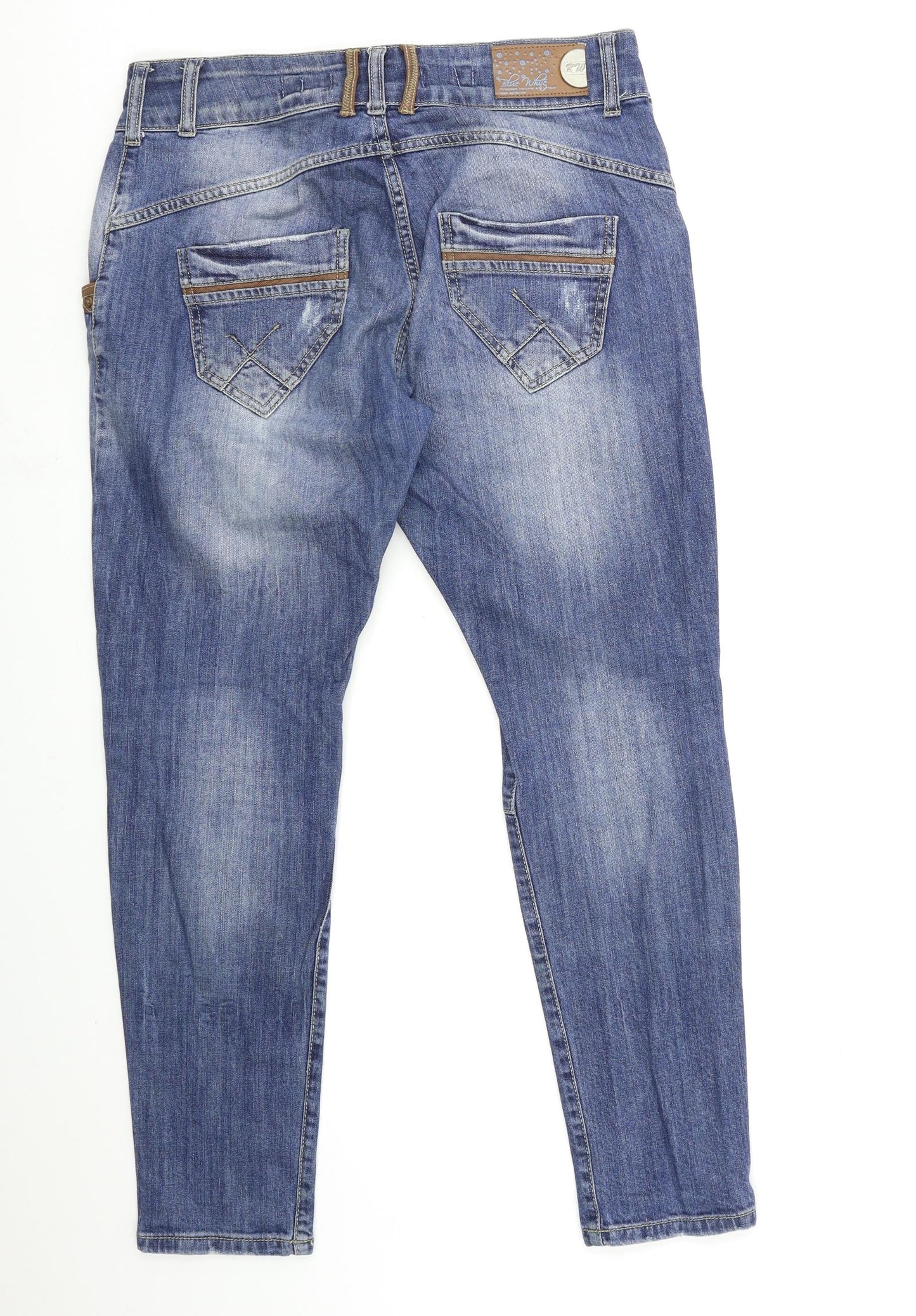 blue white Womens Blue  Denim Mom Jeans Size 12 L30 in