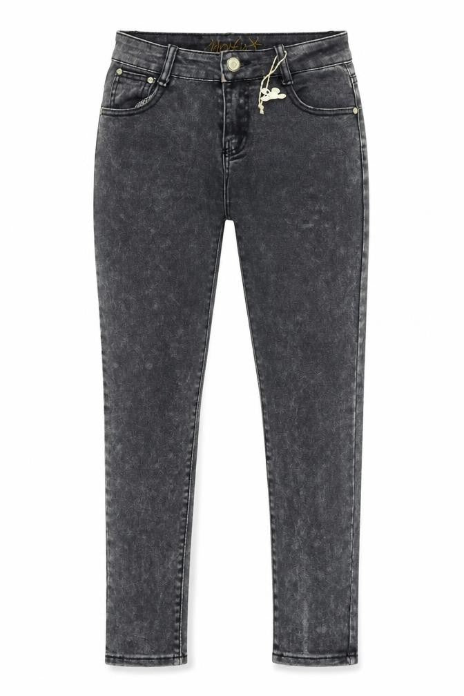 Front view of women’s grey denim skinny jeans, size UK 28, in, 28-inch leg