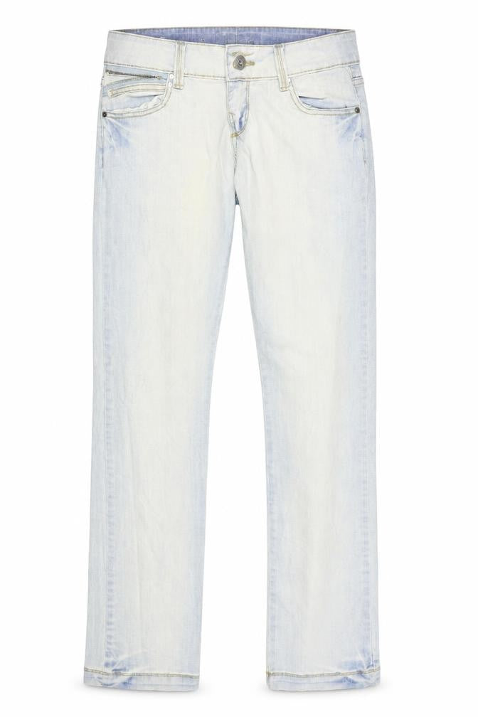 Front view of House Jeans women’s blue denim straight jeans, size UK 31, in, 34-inch leg