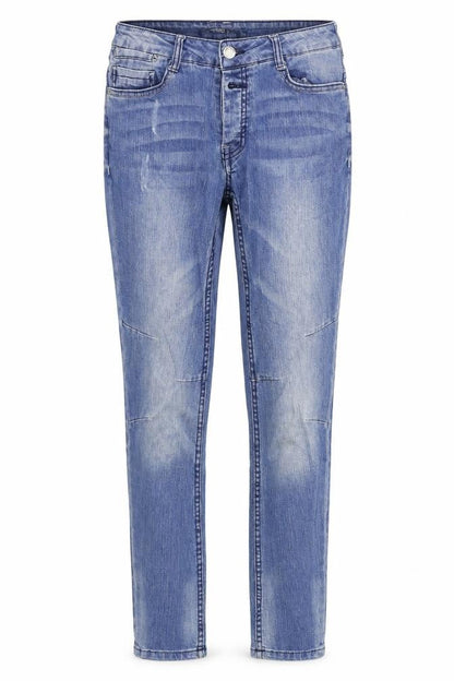 Front view of Sinsay women’s blue denim skinny jeans, size UK 8, 28-inch leg