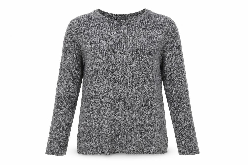 Front view of H&M women’s grey pullover sweatshirt, size M