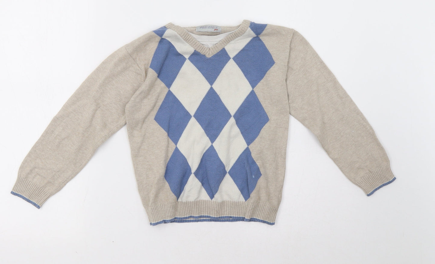 Rebel Boys Beige Geometric  Pullover Sweatshirt Size 5-6 Years