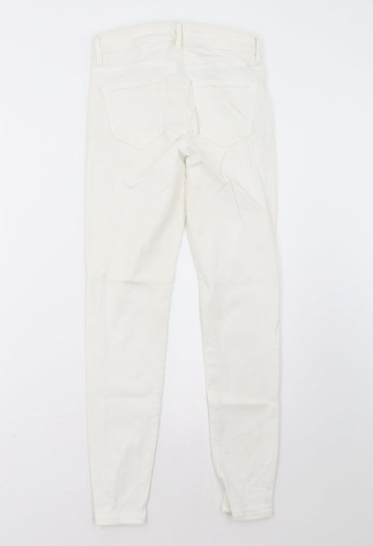 Womens UK Size 6 Preworn Regular Fit Skinny White Jeans
