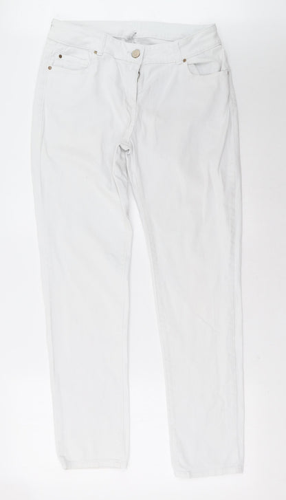 Womens UK Size 14 Wallis Regular Fit Straight White Jeans
