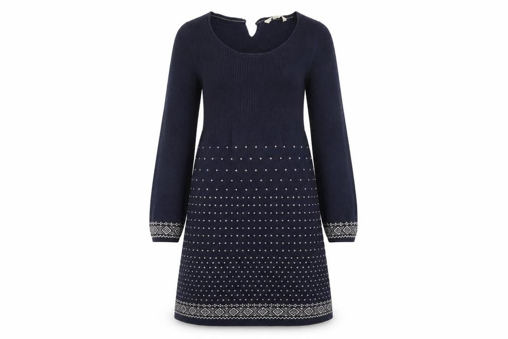 Front view of fatafec women’s blue a-line, size UK 8