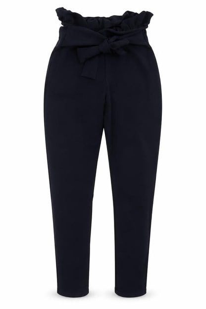 Front view of PRETTYLITTLETHING women’s blue trousers, size UK 8, 29-inch leg