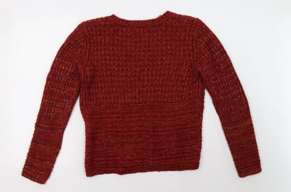 Back view of Matalan women’s red pullover sweatshirt, size M